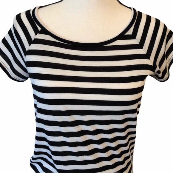 Aeropostale black + white stripped abs polka dot shear open tie back top - Picture 5 of 9